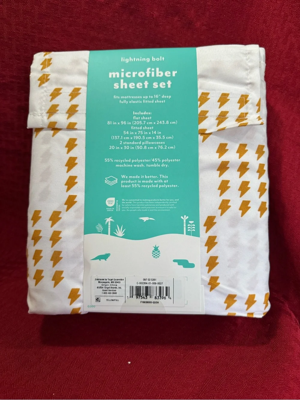 pillowfort Lightning Bolt Microfiber Sheet Set - Gold/White